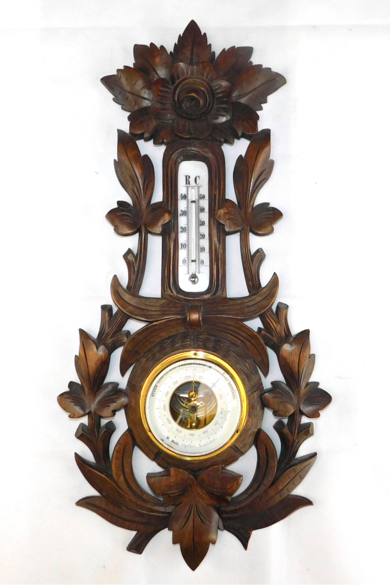 Barometer/Thermometer, H. Held, Optiker, Landshut, Jugendstil um 1900