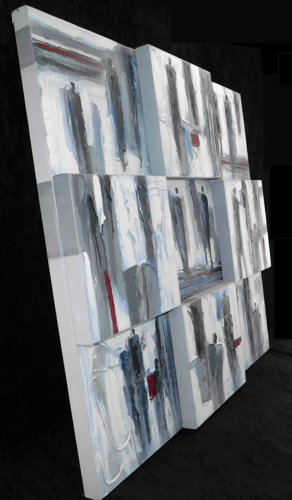 Abstrakte Komposition/3D-Installation, Acryl auf Leinwand, 90 x 90 cm, 2.H.20.Jh. - Bild 2 aus 3