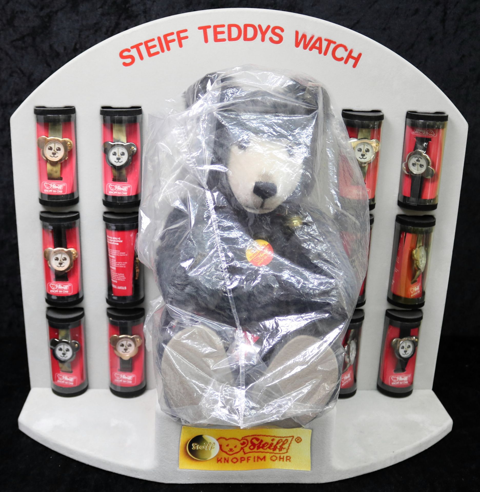 Steiff Watch Teddy mit 13 Steiff-Uhren in originalem Display, 1992, unbespielter Original-Zustand - Image 2 of 4