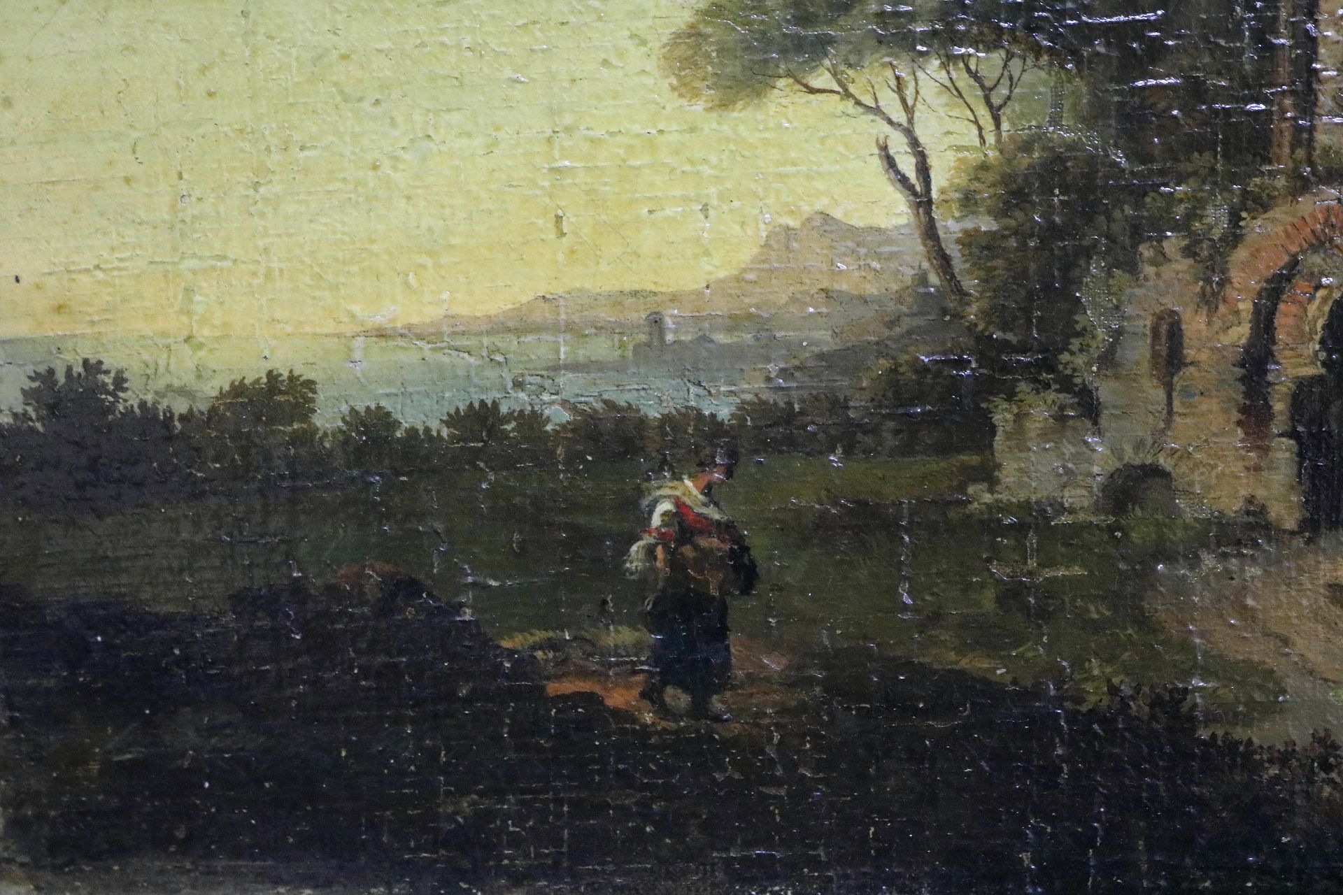 Unbekannter Künstler, "Landschaft mit Person", um 1820, unten links undeutlich signiert, m.R. - Bild 2 aus 4
