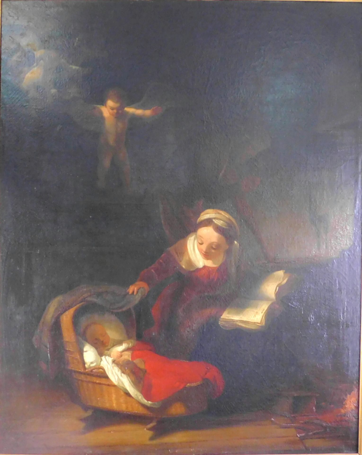Kopie nach Rembrandt von 1887, "Die Heilige Familie mit den Engeln" Öl/Leinw., 140 x 118 cm m.R. - Bild 2 aus 7