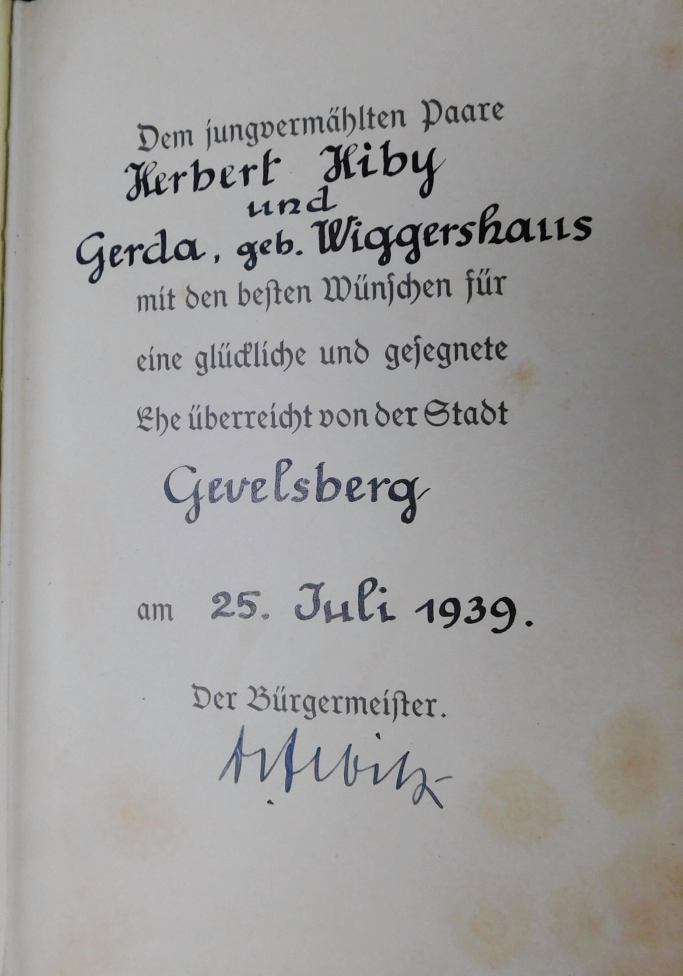 Mein Kampf, Adolf Hitler, Hochzeitsausgabe 1939, Widmung Bürgermeister Stadt Gevelsberg - Image 2 of 3