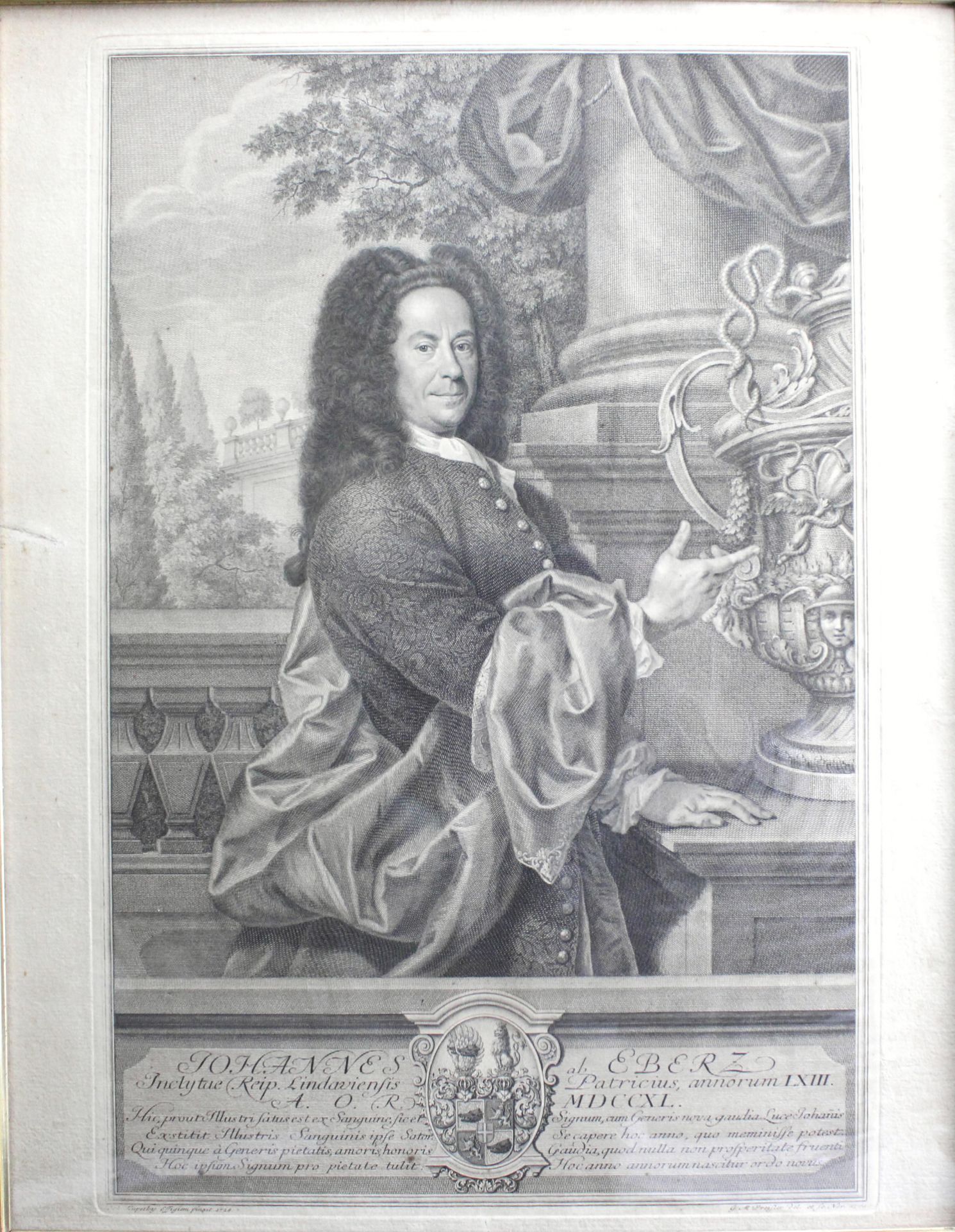 Kupferstich Georg Martin Preisler *1700-1754 "Porträt Johannes Eberz" von 1741