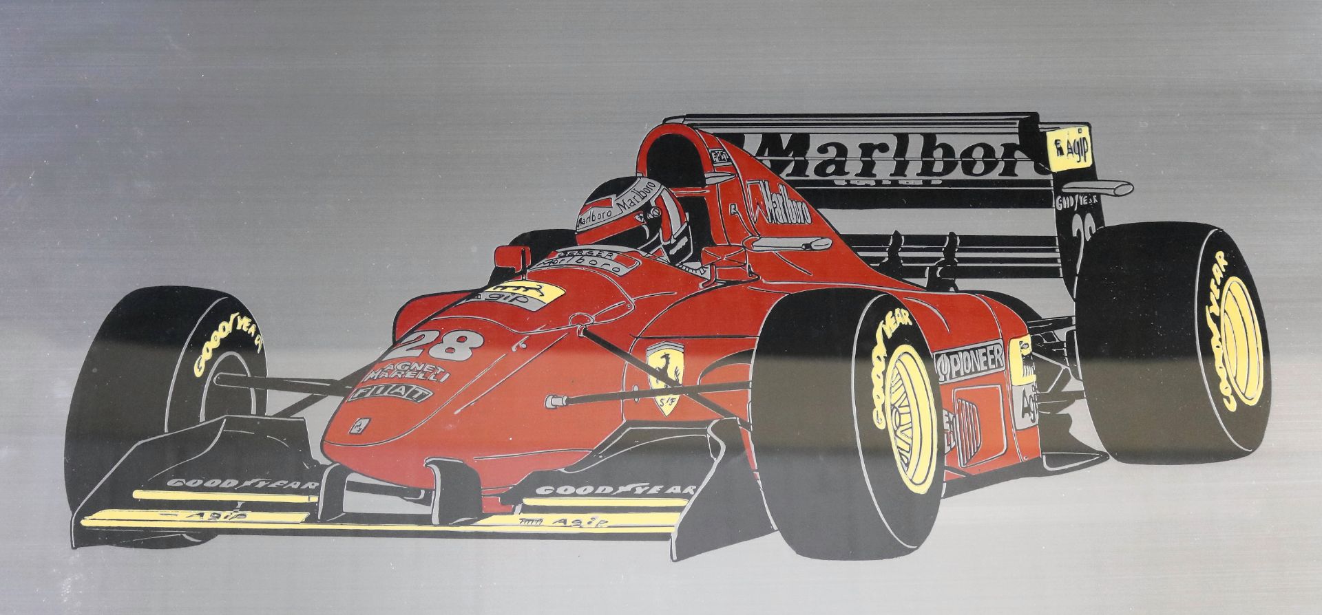 Andreas Hentrich *1952, Zinngrafik "Ferrari Formel 1 GB '94", 1994, Nr. 67/200, 32,6 x 60 cm
