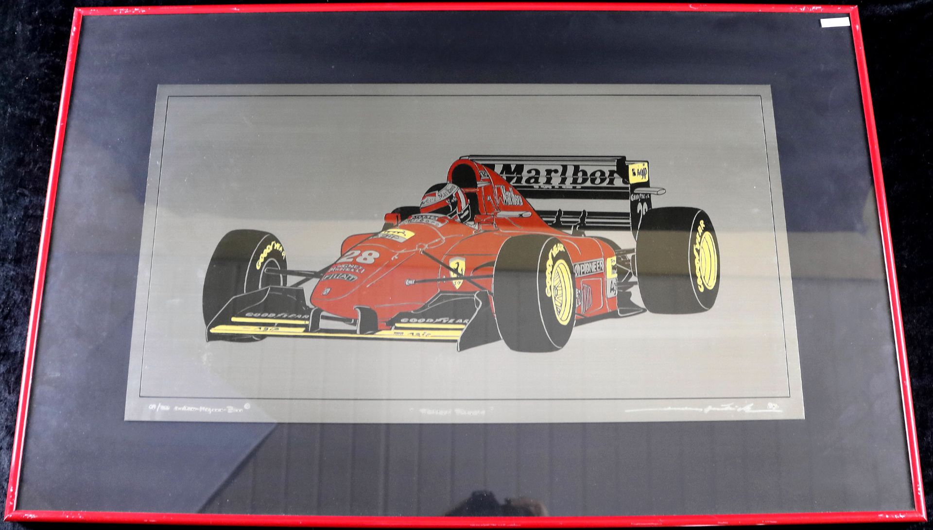 Andreas Hentrich *1952, Zinngrafik "Ferrari Formel 1 GB '94", 1994, Nr. 67/200, 32,6 x 60 cm - Bild 2 aus 3