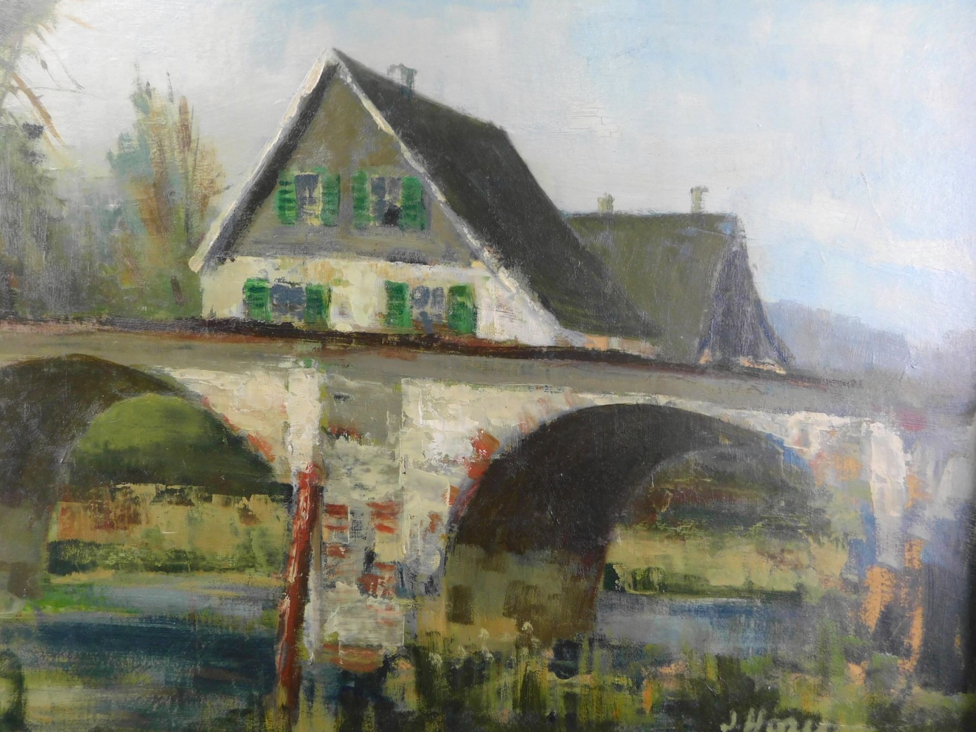 Josef Horn, *1902-1951 "Alte Kräwinklerbrücke" Öl/Platte, sig., 60 x 90 cm - Image 4 of 6