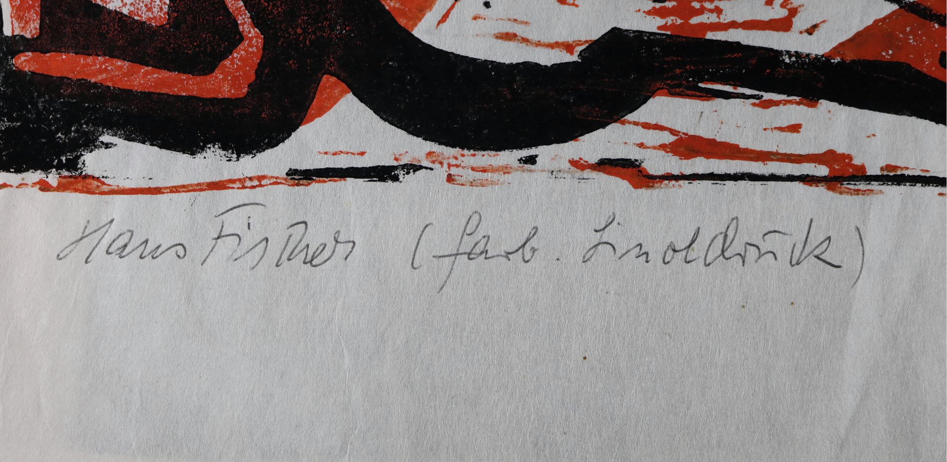 Hans Fischer *1909 Genf- 1958 Interlaken, Farblinoldruck "Katzen", u.li. signiert, 34 x 52 cm - Bild 3 aus 3