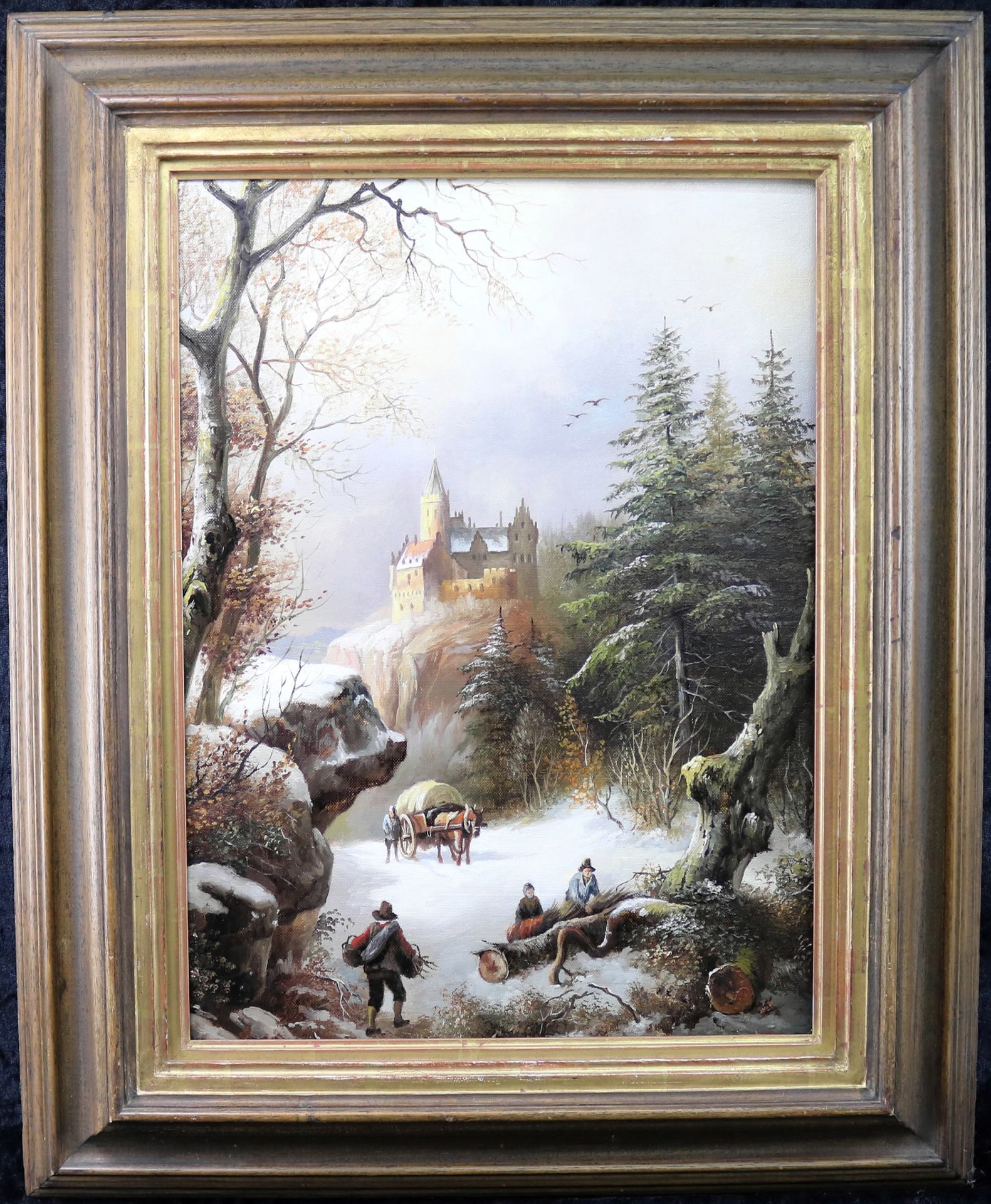 H. Altenberg, Maler d. 20.Jh., "Winterlandschaft mit Personen" sign., Öl/Leinwand, 44 x 31,5 cm