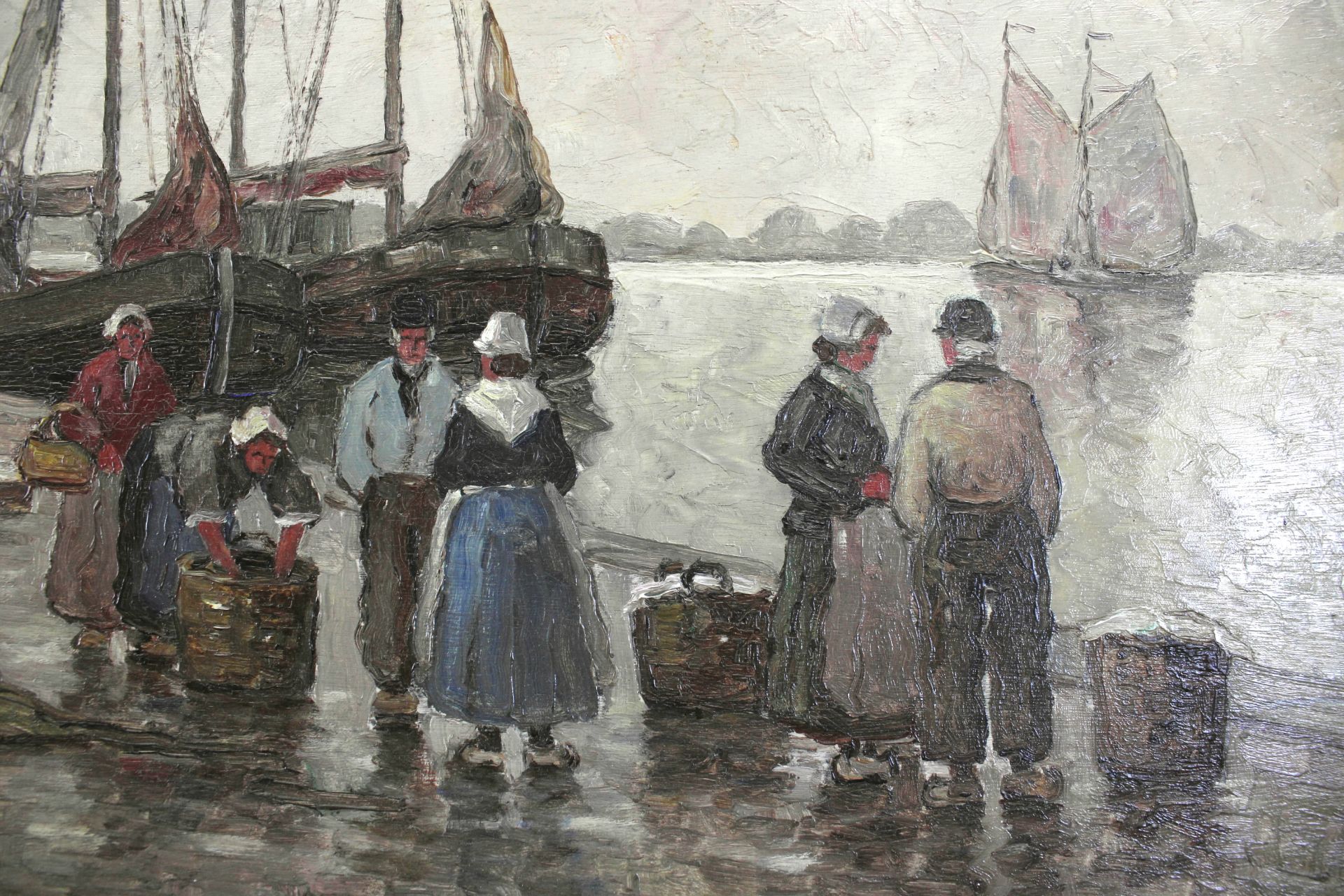 Hans Harländer *1880 Hamburg-1943 Arnstadt "Holländische Hafenszene" Öl/Platte, signiert, 50 x 40 cm - Image 4 of 6