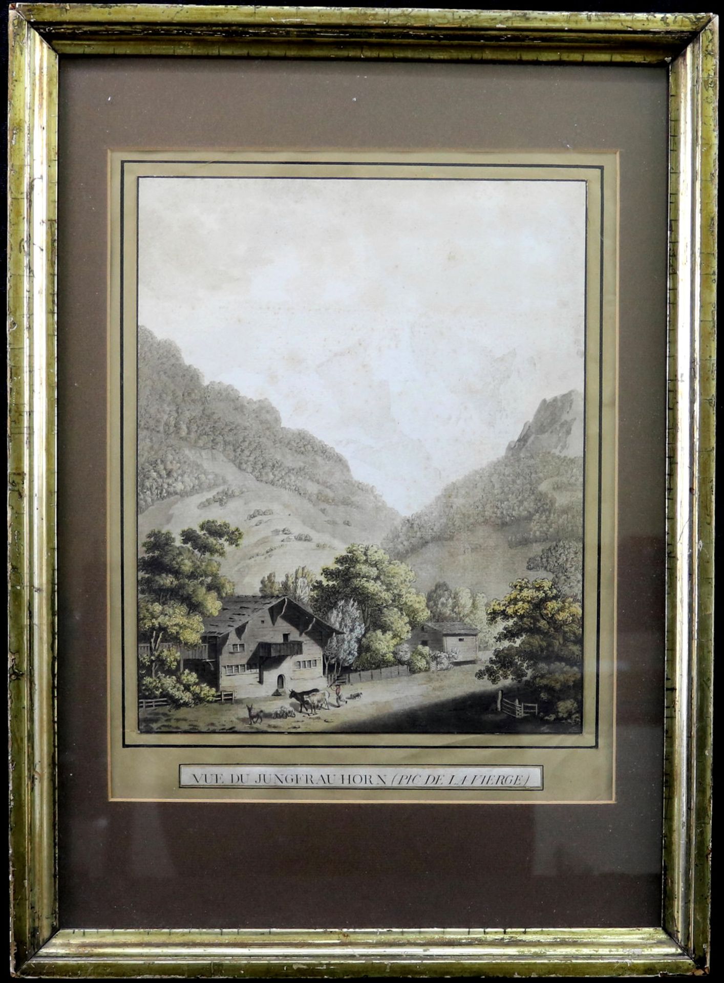 Kufperstich Johann Ludwig Aberli (*1723 Winterthur - 1786 Bern), "Vue du Jungfrau Horn", um 1770, 34
