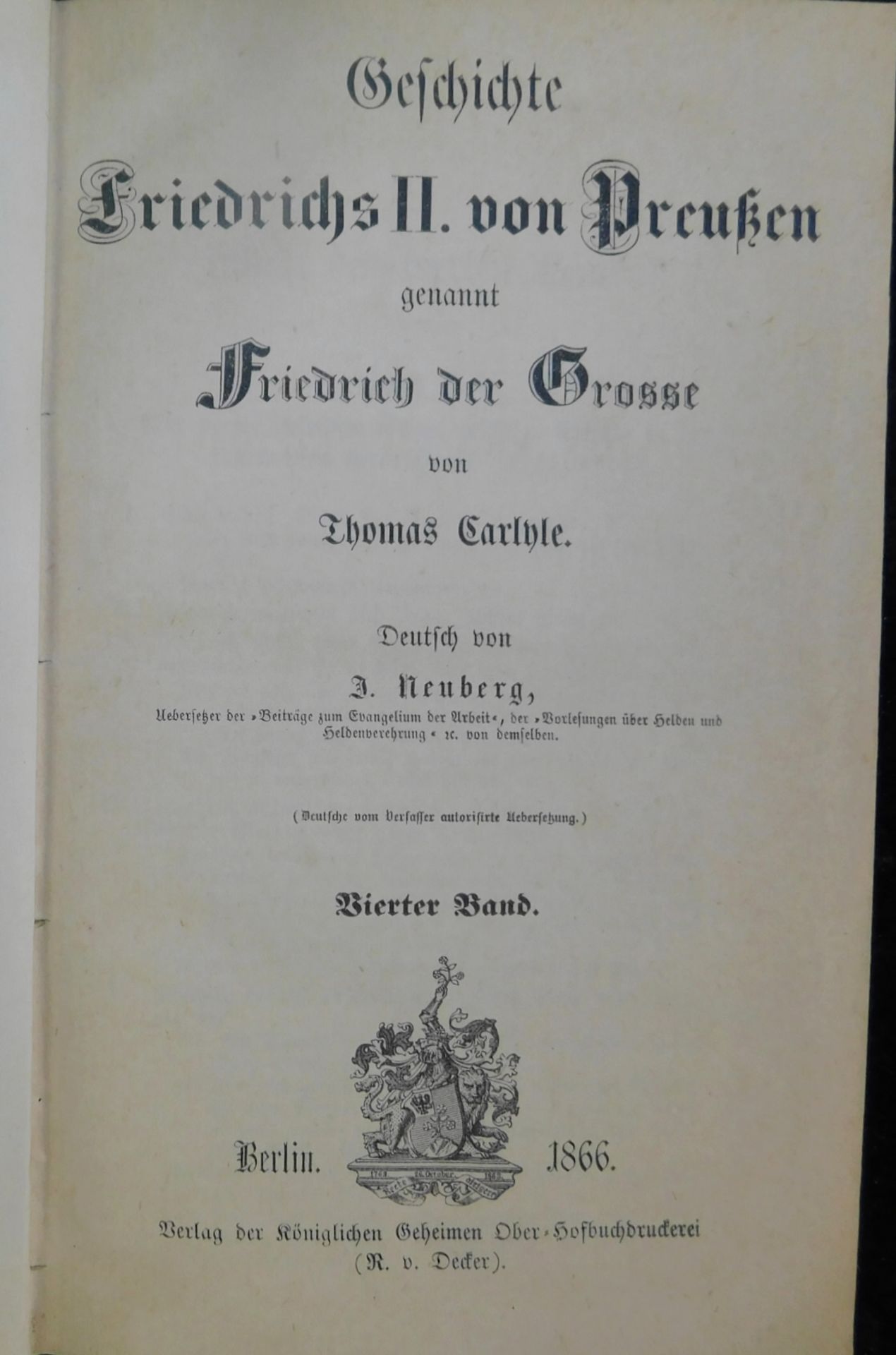 Friedrich der Große, 5 Bände, Thomas Carlyle, Verlag R. Decker, Berlin 1863 - Image 5 of 6