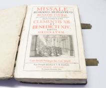 Missale Romano-Monastico-Benedictinum, ad Normam Breviarii Einsidlensis, Auctoritate Clementis XII. 