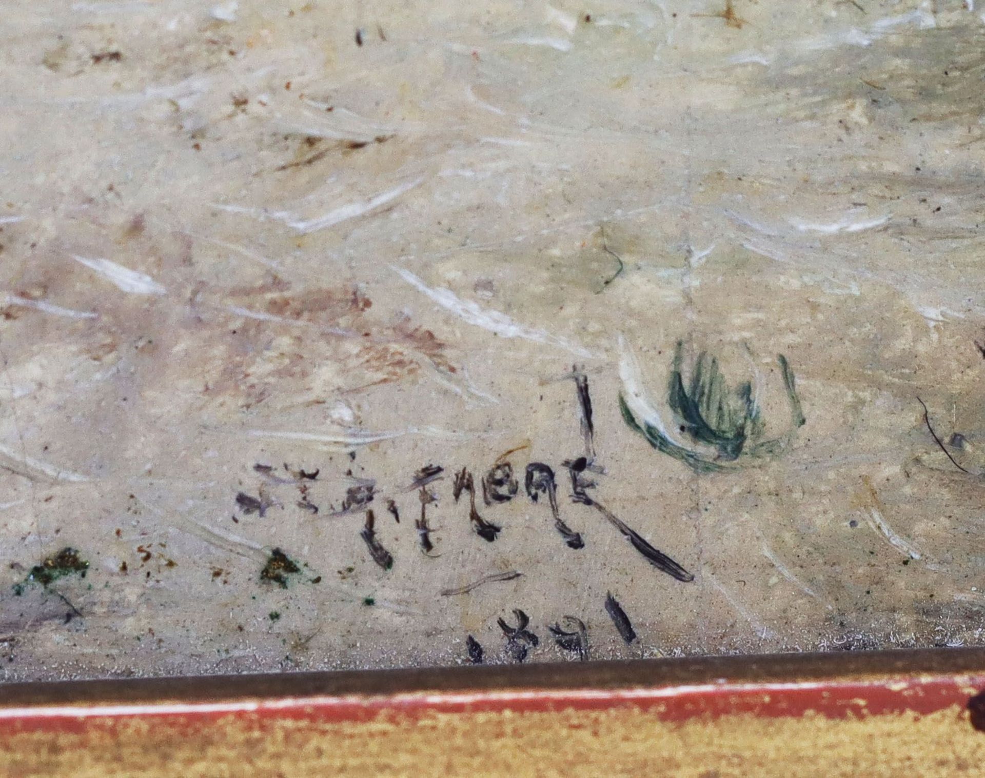 Unbekannter Maler, Offizier zu Pferde, signiert "J E R Fabré" und datiert "1891", Öl/Holz 20 x 15 cm - Bild 5 aus 5