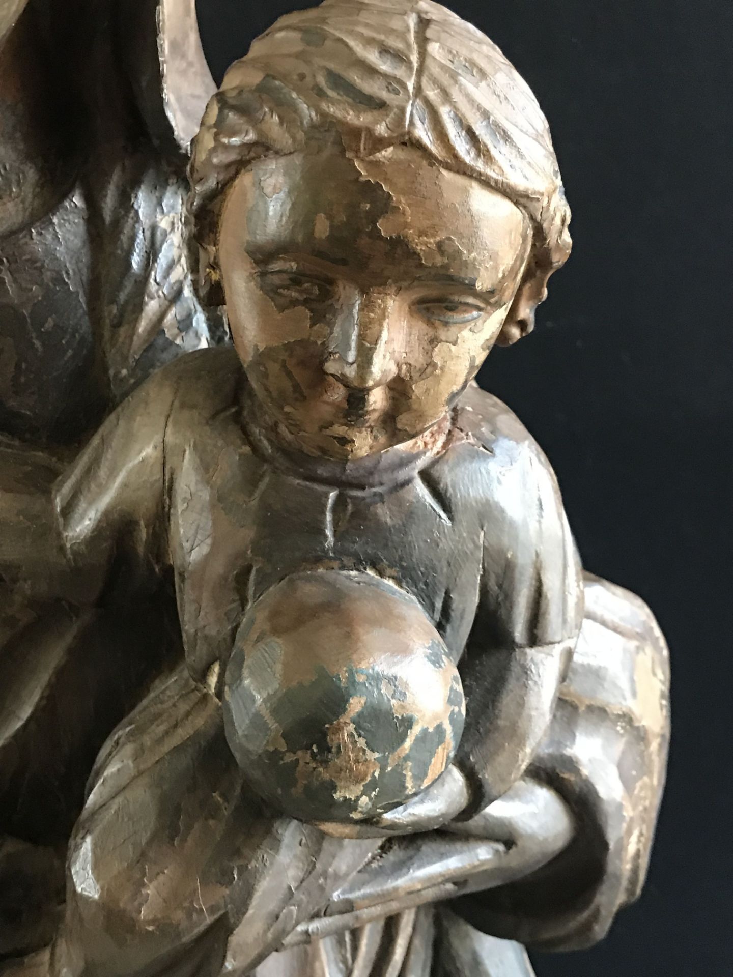 Spanien, 19. Jh., Mutter Gottes mit dem Jesusknaben, Holz, Altersspuren, H. 123 cm - Image 3 of 4