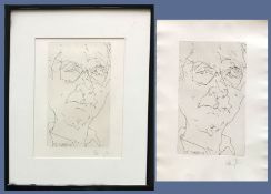 Horst Janssen (1929-1995), 2 Selbstportraits, Radierungen, sign. und dat. "73", 20,5 x 12,5 cm (Plat