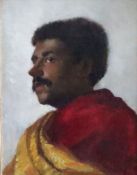 Unbekannter Künstler, um 1900. Darstellung eines orientalisch wirkenden Farbigen im Dreiviertelprofi