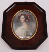 Miniatur nach Joseph Karl Stieler (1781 - 1858), 20. Jh., Porträt "Auguste Strobl", 8,5 x 7 cm