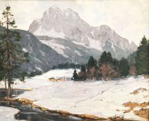 Robert Franz Curry (1872-1955), Winterlandschaft, Am Lautersee bei Mittenwald, Wetterstein,