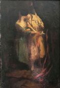 Rudolph Hesse (1871-1944), Teufel und Mädchen, Öl/Holz 26,5 x 18,5 cm, rücks. bez. "Kopie von Rud.