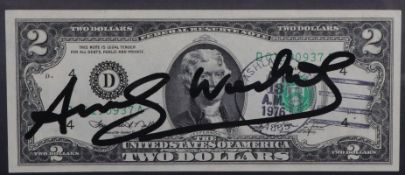 WARHOL, ANDY (1928-1987), 2 Dollar, Jefferson, 1976, Autograph,<br>Multiple entsprechend der Two-Dol