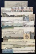 Hans Weber, Anfang 20. Jh., Mappe mit diversen Zeichnungen und Aquarellen: längsrechteckige Panorama