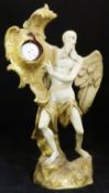 Chronosuhr, 18. Jh., barock oder Rokoko: geschnitzte Figur des Gottes Chronos, in der einen Hand ein