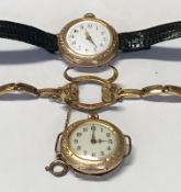 2 Damentaschenuhren, beide 585er Gold, Uhren laufen beide an (Werke nicht geprüft), ein Deckel ab, a