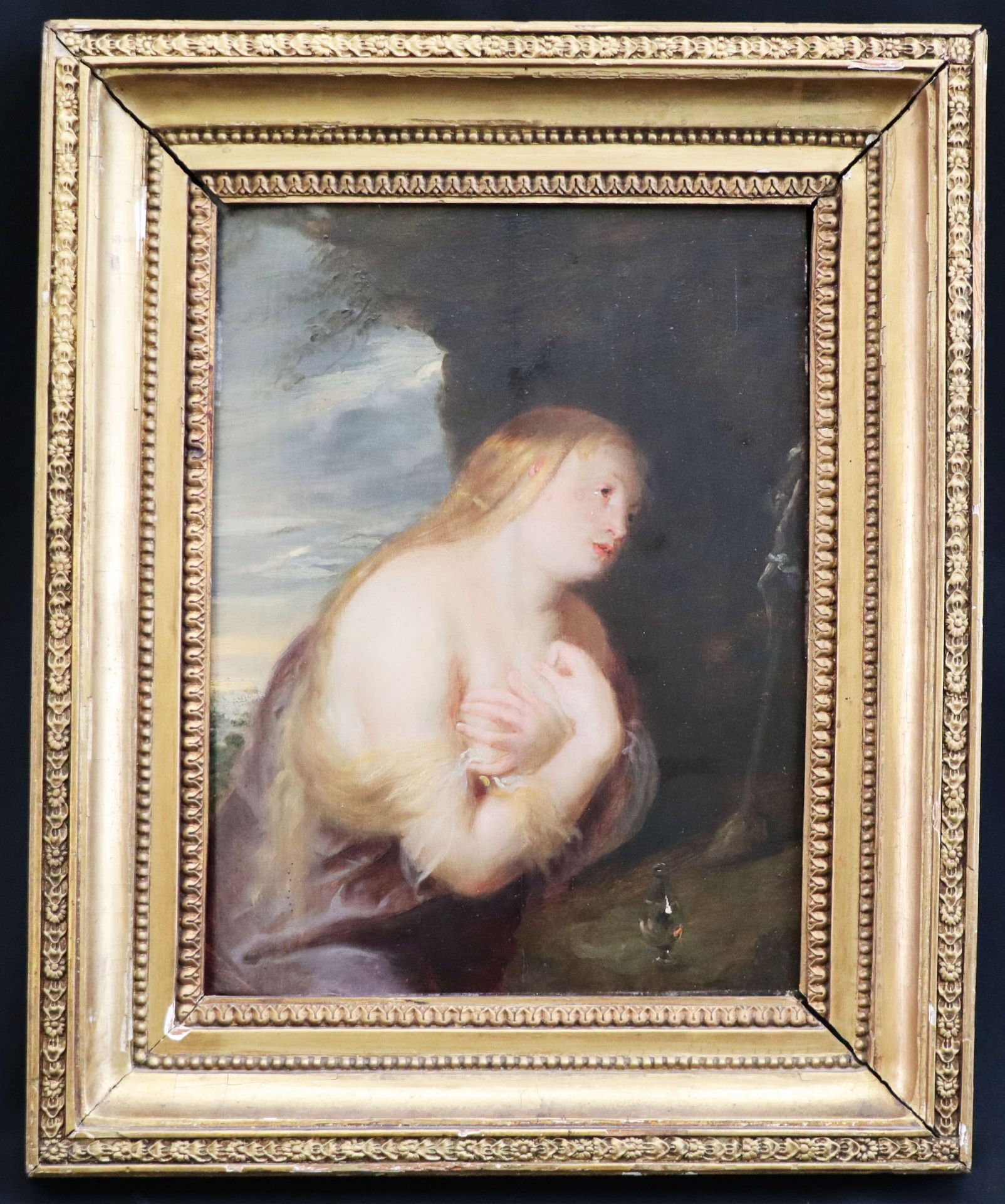 Peter Paul Rubens Schule od. Nachfolge, 17. Jh., Die reuige Magdalena vor einem Kreuz mit dem Corpus - Bild 4 aus 4