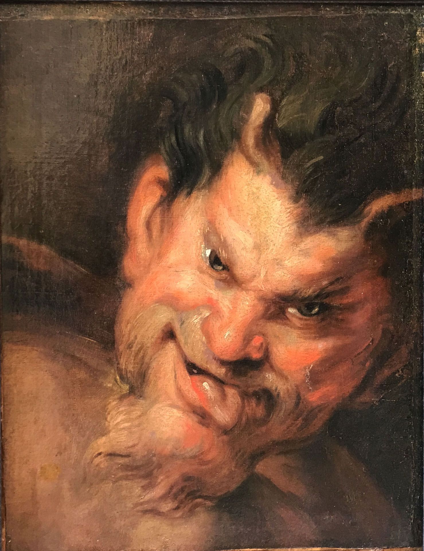 Peter Paul Rubens (1577 - 1640) Kopie, Kopf eines Satyrs, Öl/Lwd (aufgez), ca. 44.5 × 34.5 cm. Mit