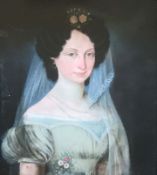 Biedermeier, ca. 1820, Portrait einer Dame, rücks. bez. Maximiliane Langhäuser geb. von Danzlern, Pa