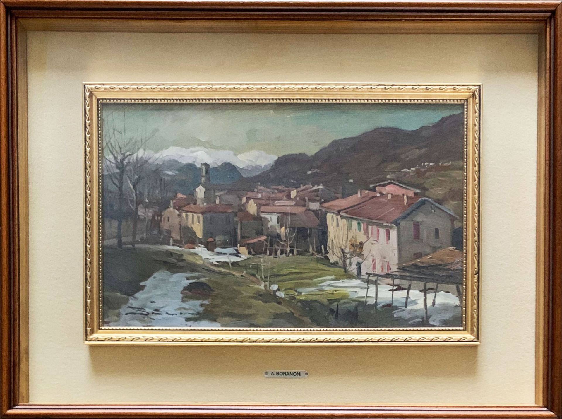 Arturo Bonanomi (1920-2010), zwei Ansichten italienischer Dörfer in den Bergen, sign., Öl je 24 x 38 - Bild 4 aus 5