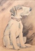 Gunter Ullrich, Portrait eines Hundes, Foxterrier, signiert und datiert 1947, rücks. bez. Hammelburg