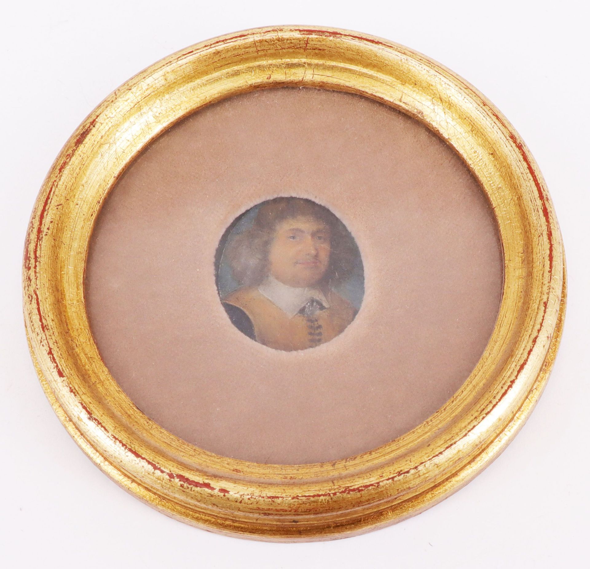Miniatur, 17. Jh., Herrenportrait in Kleidung der Spätrenaissance, sehr feine Malerei auf Papier, au