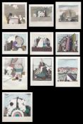 Karl Korab (*1937), Konvolut bestehend aus 10 Graphiken: 7 Farblithographien, signiert und datiert "