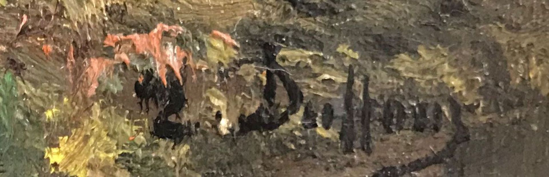 Paar Sommer-Landschaften mit Staffagefiguren, signiert E. Duffour, Öl/Holz 22 x 15,5 cm - Bild 4 aus 5