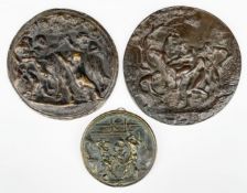 Konvolut von 3 Plaketten bzw. Medaillons mit Reliefs: italienisch oder französisch, 17. Jh., Männer 