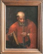 Unbekannter Maler, 18./19. Jh., Brustbild des Hl. Paulus in rotem Gewand mit Schwert und Buch in den