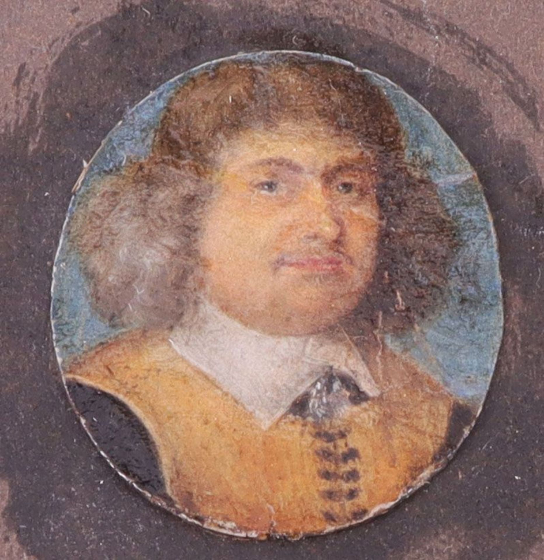 Miniatur, 17. Jh., Herrenportrait in Kleidung der Spätrenaissance, sehr feine Malerei auf Papier, au - Bild 2 aus 2