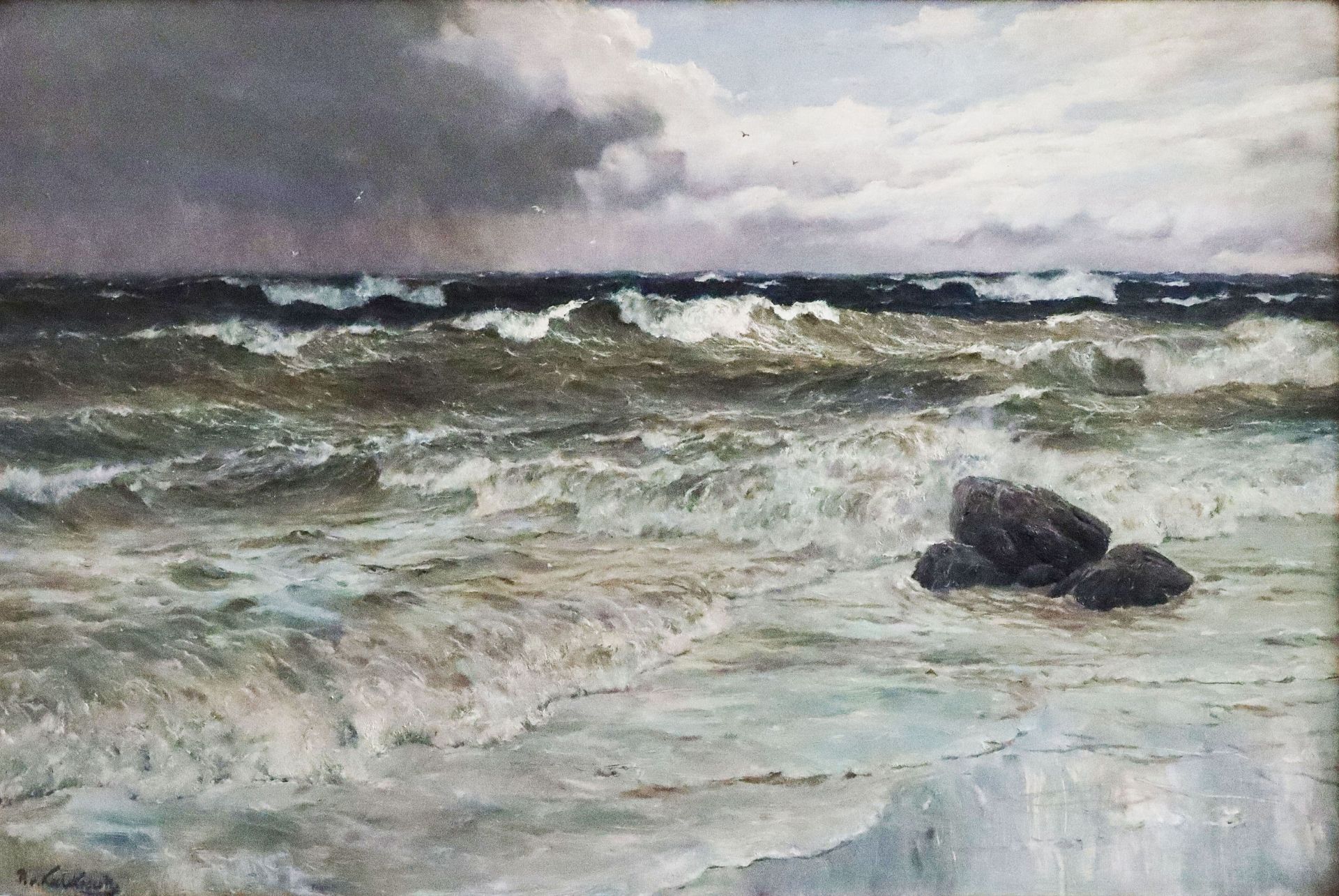 Patrick von Kalckreuth (1892-1970), Meereslandschaft, Seestück: Unter bewölktem Himmel mit teils dun