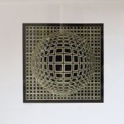 Victor Vasarely (1906 Pécs/Ungarn - Paris 1997), Lithographie, geometrische Muster in Schwarz und Si