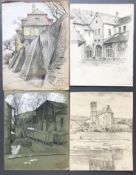 Peter Würth (fränkischer Künstler), 4 Skizzen: Dom Kreuzgang von 1911, Talavera von 1912, Unterzell 
