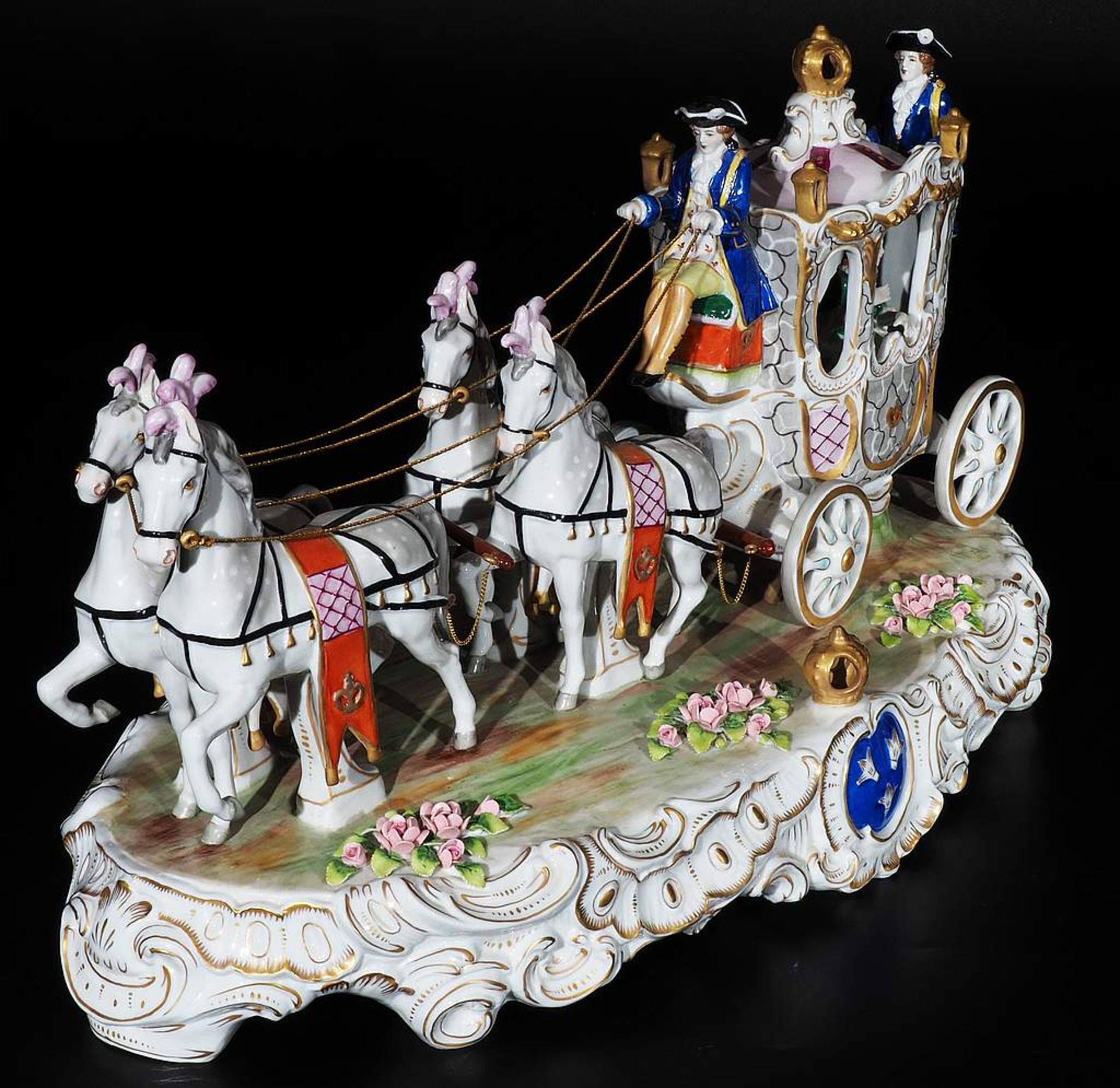 Prunk-Kutsche "Ausfahrt der Prinzessin". SITZENDORFER Porzellanmanufaktur/Thüringen, 2. Hälfte 20 - Bild 4 aus 9