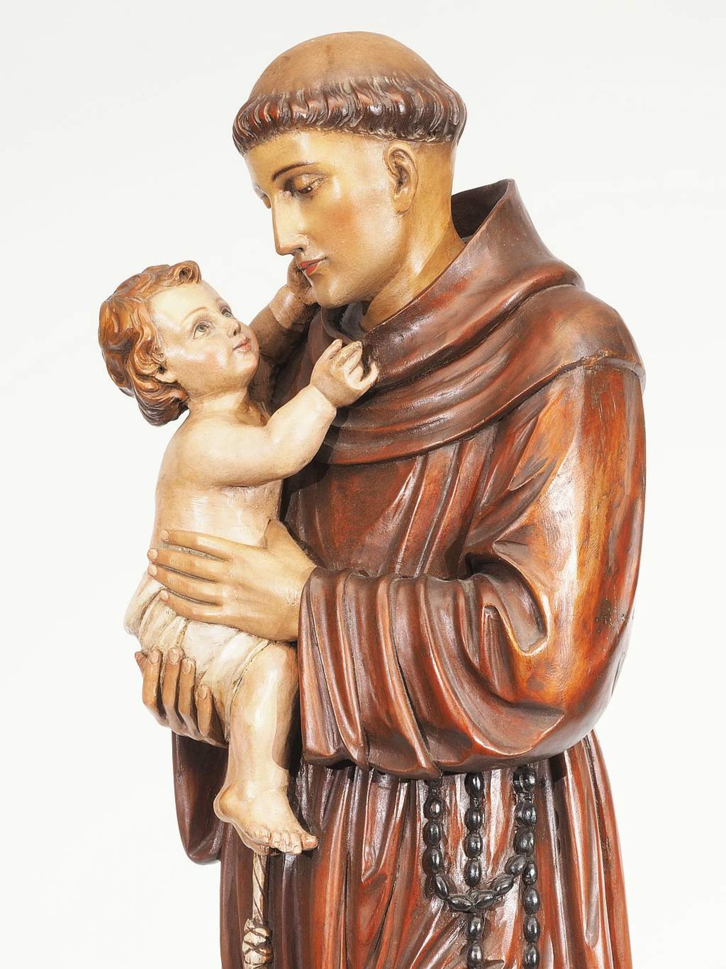 Heiliger Antonius von Padua. Italien, Nazarena Stil um 1900, Holz, farbig staffiert. Der Franz - Image 6 of 7