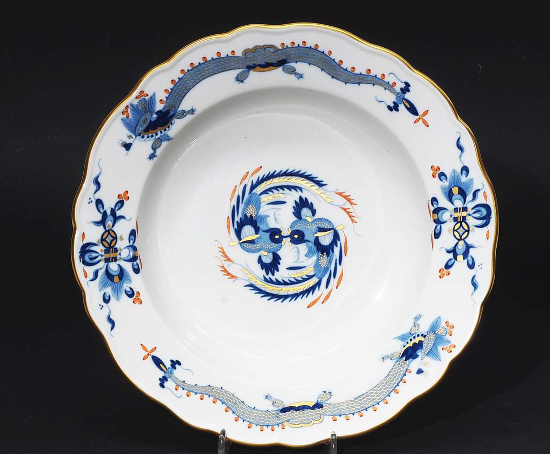 Indisch-Teller. MEISSEN, nach 1954, 1. Wahl. Blaue Camaieumalerei, gold schatteirtDekor "Reicher - Bild 2 aus 4