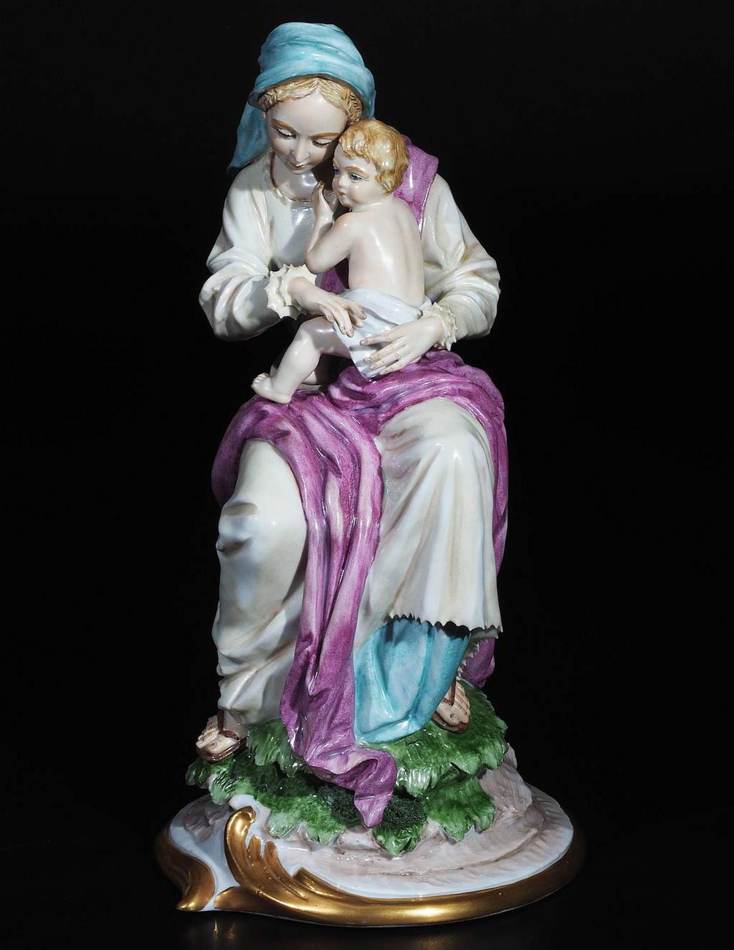 Figurengrppe "Madonna mit dem Christuskind", SITZENDORFER Porzellanmanufaktur/Thüringen. 20. Jahrh - Bild 3 aus 7