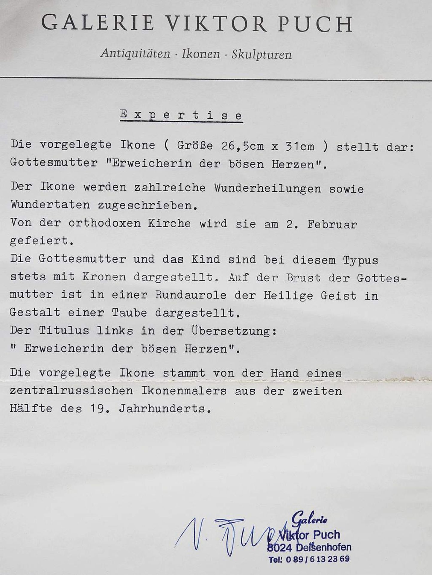 Gottesmutter "Erweicherin der bösen Herzen". Zentralrussland 2. Hälfte 19. Jahrhundert. Öl /T - Image 7 of 7