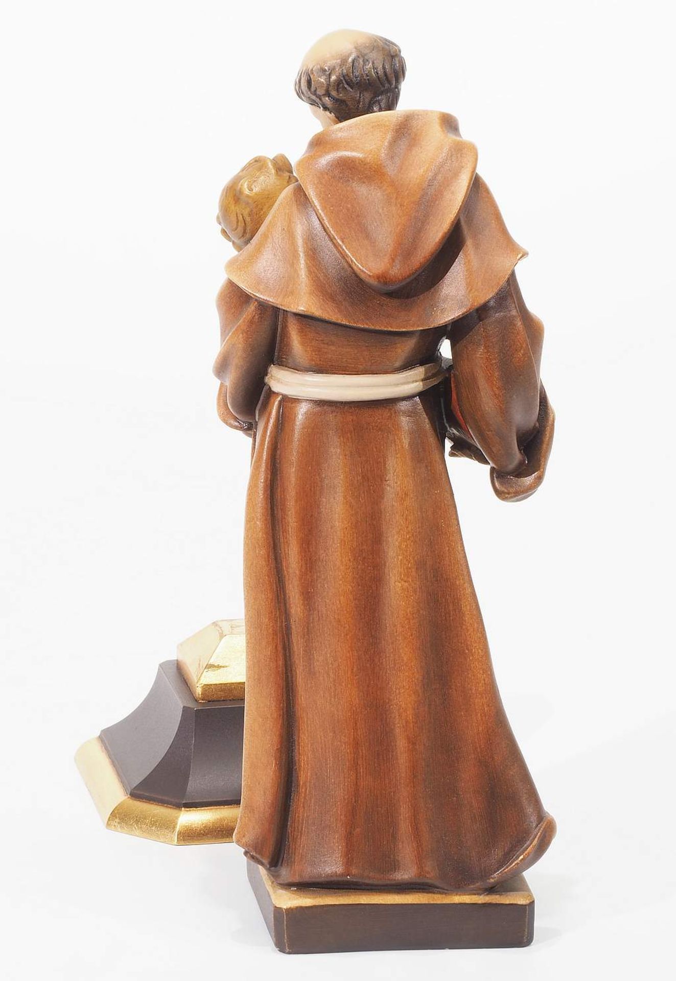 Heiliger Antonius von Padua. 2003. Holz, farbig und gold staffiert. Der Heilige in faltenreicher Fr - Image 4 of 5