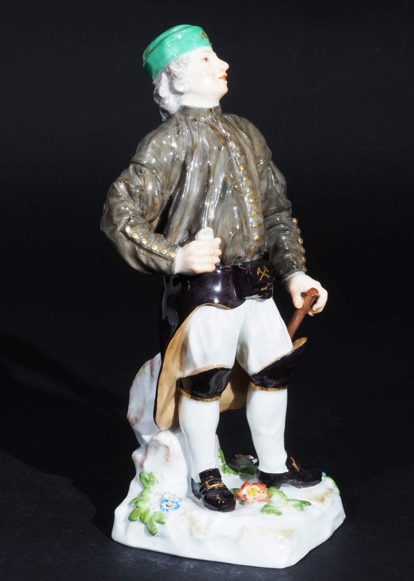 Bergmann-Figur als Steiger, aus der Serie "Bergleute". MEISSEN, 1923 - 1934. 1. Wahl, farbig staf - Bild 3 aus 7