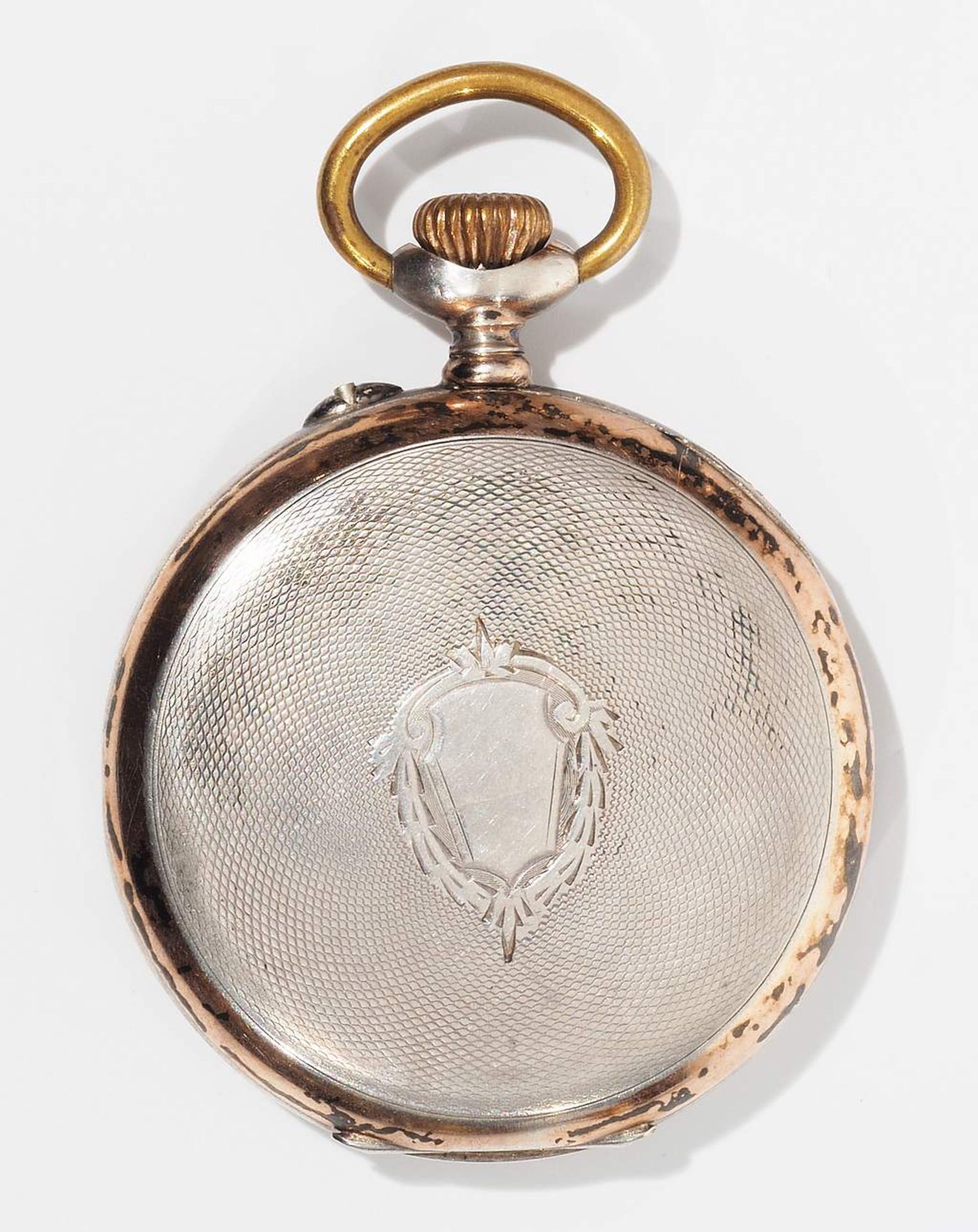 Taschenuhr in als Taschenuhrständer aufklappbarer Holzschatulle. Taschenuhr, 800er Silber, weiß - Bild 3 aus 9