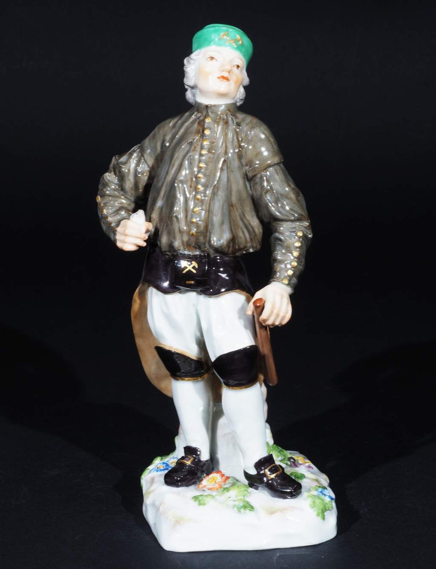 Bergmann-Figur als Steiger, aus der Serie "Bergleute". MEISSEN, 1923 - 1934. 1. Wahl, farbig staf - Bild 2 aus 7